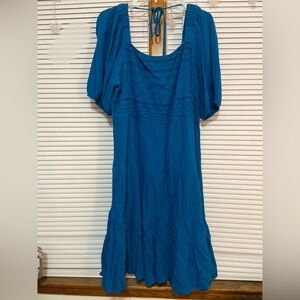Blue Boho Midi Dress